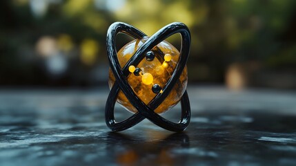 Poster - detailed and intricate 3d representation of a technetium atom showcasing its electron and highlighti
