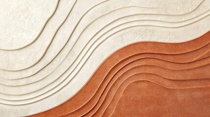 A cream-colored quadratic stroke with a grainy texture creates an impactful design element, offering ample copy space and drawing inspiration from terracotta for a unique concept.