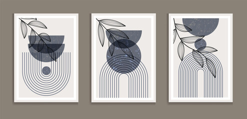 Wall Mural - mid-century modern minimalist abstract aesthetic illustration and wall art decoration vector.