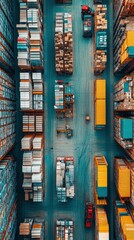 Poster - Warehouse aisles and inventory management a wide-angle exploration of industrial systems