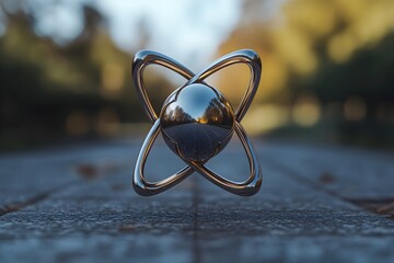 Poster - technetium atom as minimalist 3d abstract representation emphasizing unique electron and importance 