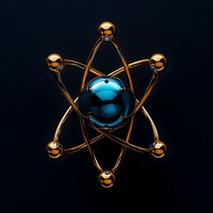 Poster - technetium atom as abstract 3d visualization highlighting its unique electron and importance in medi