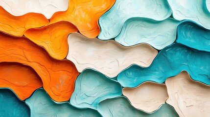 Poster - Colorful abstract texture with layered patterns in vibrant hues of orange and blue.