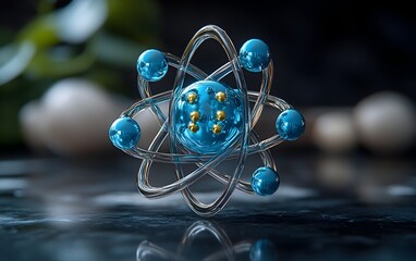 Poster - detailed cross sectional 3d model of a technetium atom