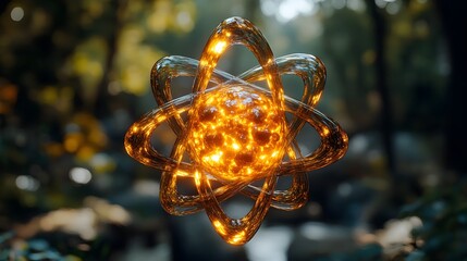Poster - Highly Detailed 3D Cross Section of a Technetium Atom Displaying Its Electron Shell Radiological Properties