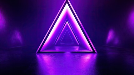 Canvas Print - Abstract violet triangle background with a deep gradient creates a striking visual. This trendy violet triangle design offers a dynamic neon texture ideal for product presentations and banners.