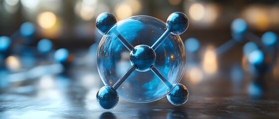 Poster - cutaway of a technetium atom revealing its internal components and emphasizing the role of its elect