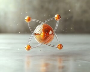 Poster - detailed cutaway model of a technetium atom highlighting its inner workings and the importance of it