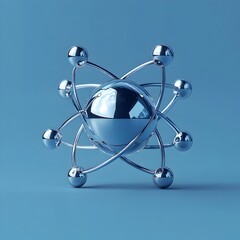 Poster - detailed cutaway visualization of a technetium atom demonstrating its nuclear composition and radiol