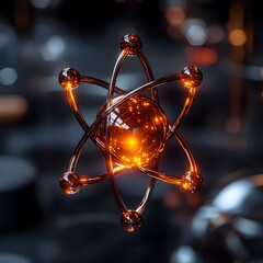 Poster - Detailed Cutaway Visualization of a Technetium Atom s Nuclear Composition and Radiological Properties Showcasing the Element s Minimalist Aesthetic with Metallic Tones