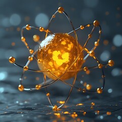Poster - Highly detailed diagram like scientific showcasing the nuclear structure and electron of a technetium atom