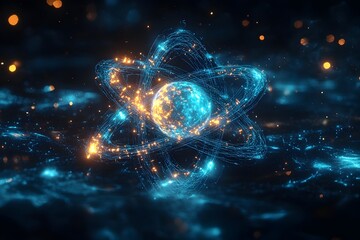 Poster - Highly detailed and precisely rendered exploded diagram of a technetium atom unveiling its internal structure subatomic components