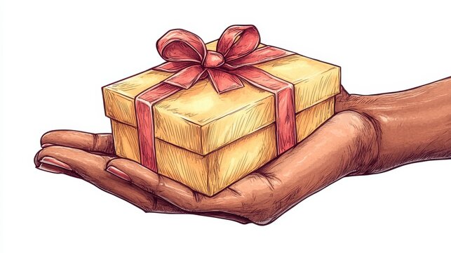 PNG Gift box holding hand.