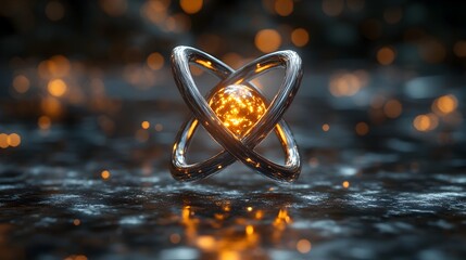 Poster - technetium atom a 3d render showcasing the intricate electron textures and vital applications in med