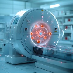 Poster - detailed 3d representation of a technetium atom showcasing its electron and orbits as well as its ap