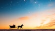 © Pinklife - A magical scene with a unicorn majestically pulling a sleigh against a gradient sky dotted with sparkling stars, evoking a sense of wonder and fantasy.