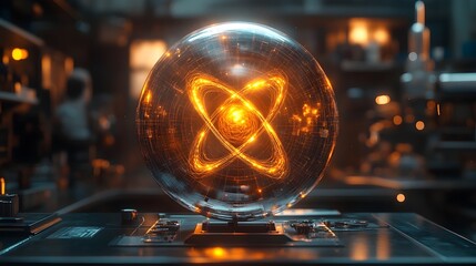 Poster - Stunning 3D Representation of a Technetium Atom Showcasing its Electron Structure and Diverse Applications in Medical Imaging and Diagnostic Devices