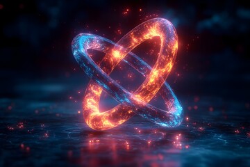 Poster - mesmerizing 3d model of a technetium atom highlighting its intricate electron shell arrangement and 