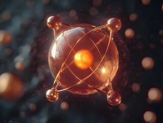 Poster - hyper detailed 3d representation of a technetium atom showcasing its electron shell and the signific