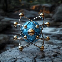 Poster - hyper detailed 3d representation of a technetium atom
