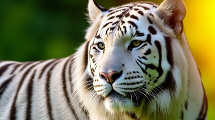 Sticker - A close up of a white tiger with yellow eyes