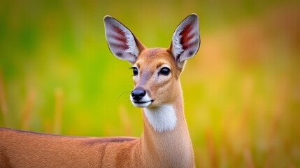 Sticker - A close up of a deer standing in a field of tall grass