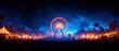 © JP STUDIO LAB - A vibrant carnival scene at night, featuring a giant illuminated Ferris wheel surrounded by colorful lights and festive decorations.