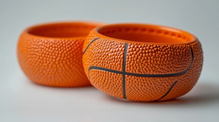 Wall Mural - Close-up of Two Orange Basketball-textured Bowls