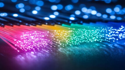 Poster - Colorful Fiber Optic Cables,Closeup, Technology Background,Internet,Speed. Abstract Data Transfer.
