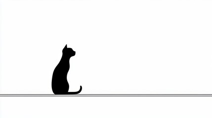 Wall Mural - minimalist cat silhouette, line art illustration for coloring books, wall art, and design elements