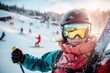 © Pinklife - A skier equipped with reflective goggles and ski gear stands confidently against a snowy backdrop, capturing the excitement of a winter ski resort.