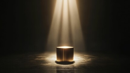 Poster - Illuminated pedestal, dark room, golden light.