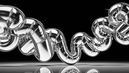 Poster - Artistic display of reflective tubing creating abstract patterns in a studio setting