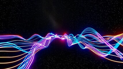 Poster - Vibrant light waves create an immersive visual experience in a cosmic setting