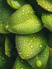 Canvas Print - Green Plant with Water Droplets