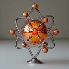 Poster - Comprehensive 3D model of a technetium atom demonstrating its electron structure orbital various applications in diagnostic imaging nuclear medicine and scientific research