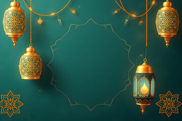 Ramadan decoration with ramadan islamic ornament for social media,banner, copy space background.