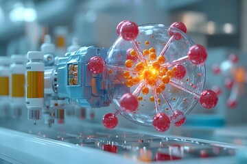 Poster - highly detailed and scientifically accurate 3d model of a technetium atom revealing its internal ele
