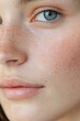 © romanets_v - Close-up of young caucasian female with freckles and blue eye