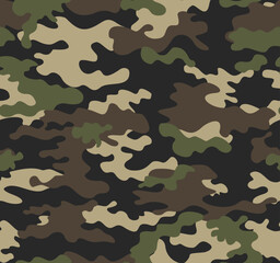 Wall Mural - seamless army camouflage pattern, classic military background texture for print.