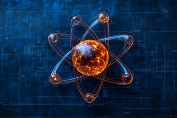 Poster - Exploded Technetium Atom Detailed Visualization of Subatomic Composition and Role in Groundbreaking Nuclear Medicine Techniques