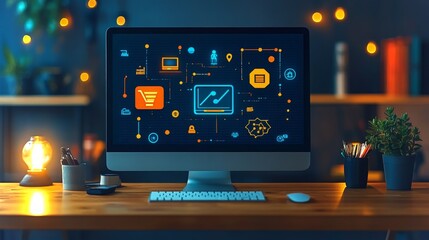 Poster - AI driven customer service tools enhancing user experience in a modern workspace