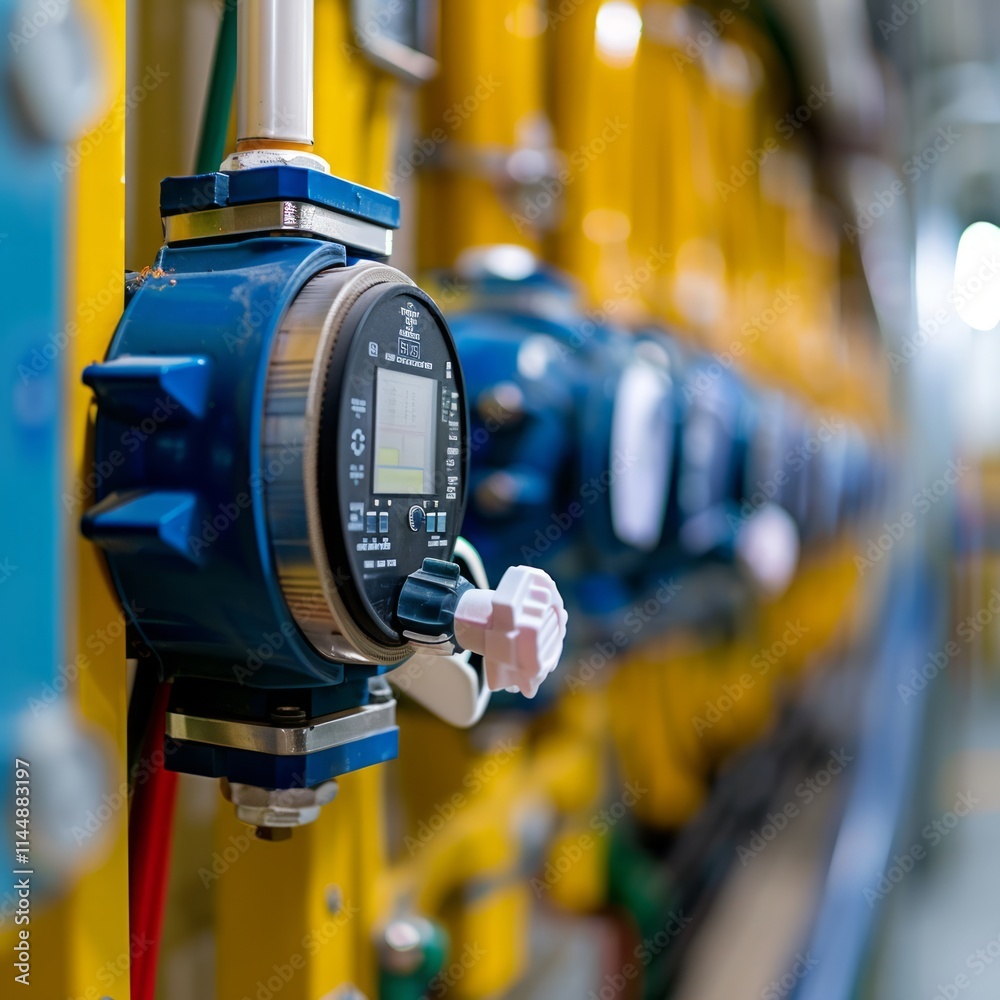 Advanced gas detection sensor in a high-tech control room, monitoring ...
