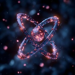 Poster - conceptual representation of a technetium atom highlighting its versatility in medical imaging and t