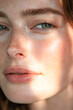 © romanets_v - Close-up of young caucasian female with freckles and sunlit face