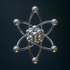 Poster - technetium atom model highlighting its internal subshells orbitals and advanced applications in medi