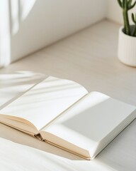 Aufkleber - Minimalist Study Space Open Notebook in Soft Natural Light