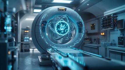 Poster - detailed 3d representation of a technetium atom showcasing its electron structure and applications i