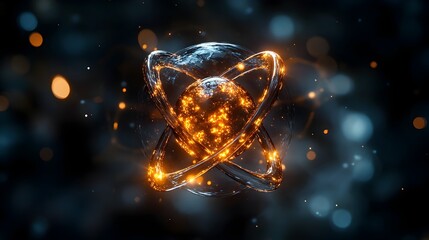 Poster - detailed 3d model of a technetium atom showcasing its radiological properties and innovative applica