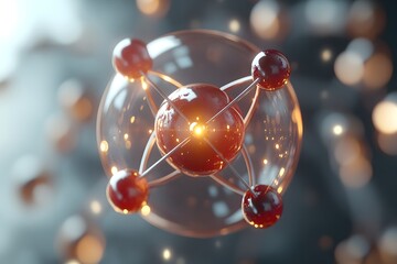 Poster - Comprehensive 3D schematic of a technetium atom showcasing its precise electron and radiological characteristics  The image features a clean professional visual treatment with restrained color tones